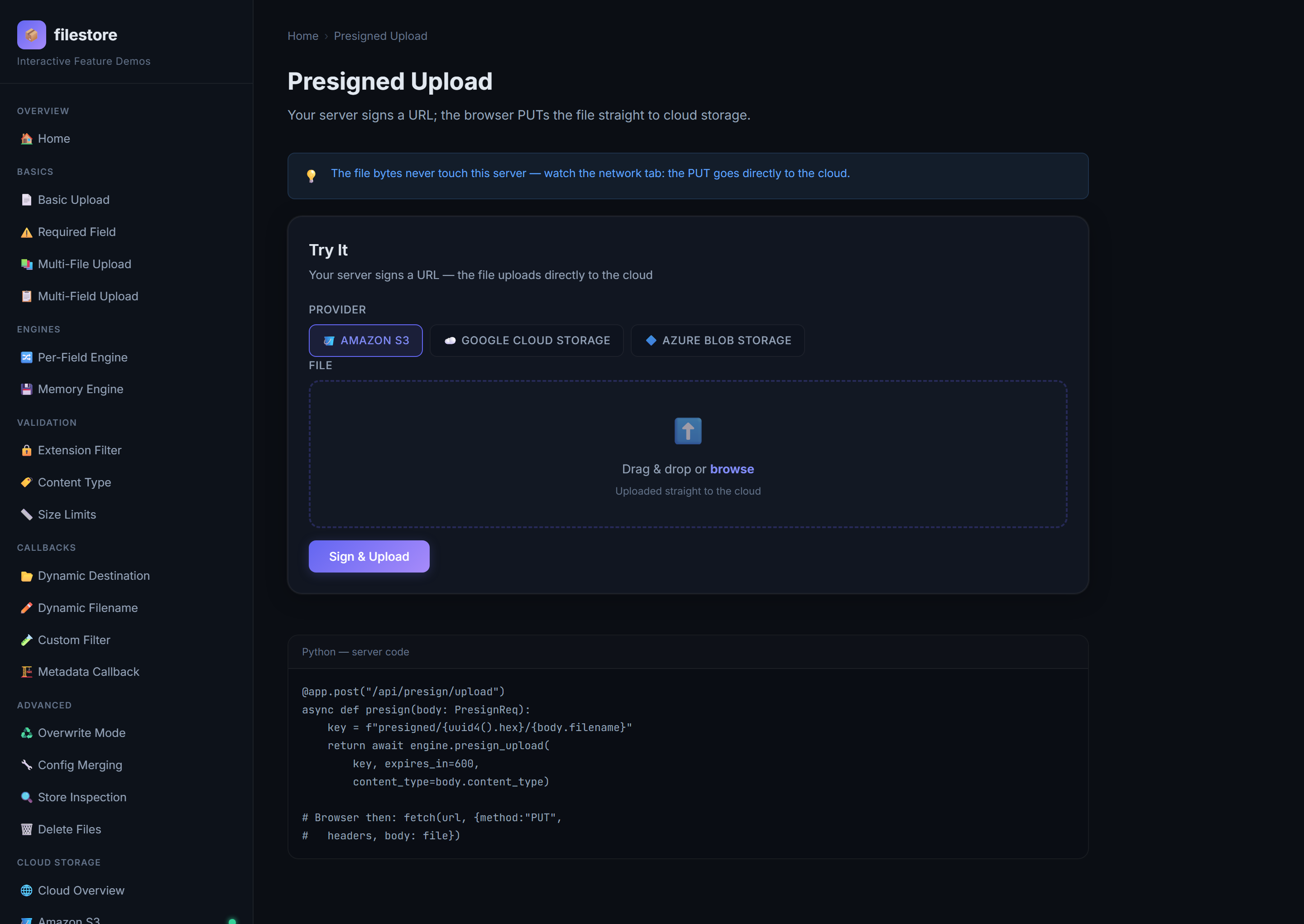 Presigned upload demo